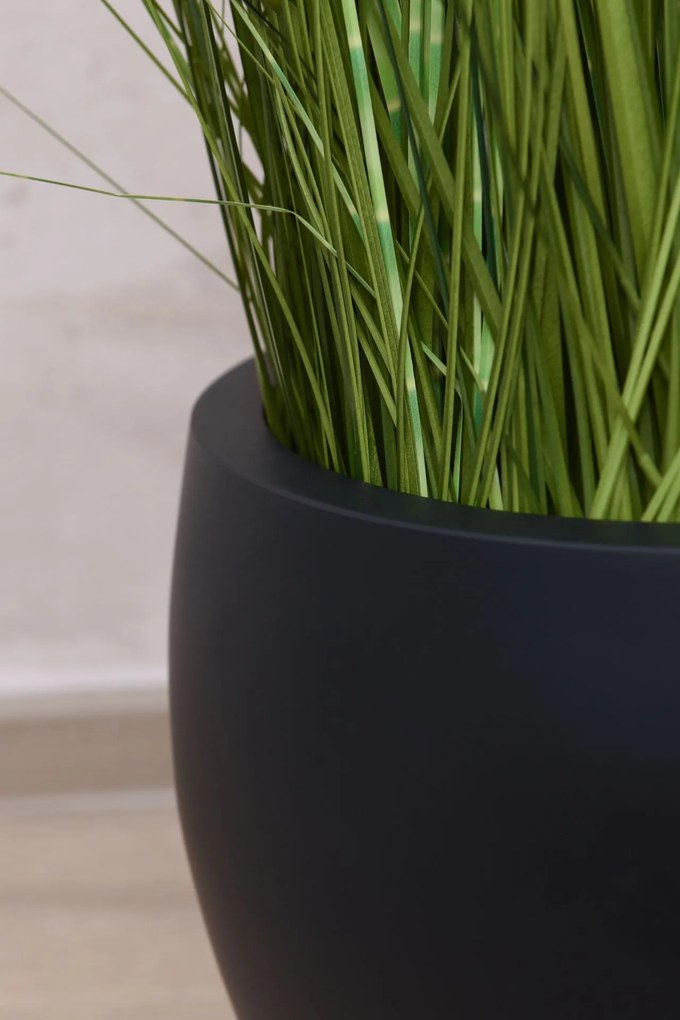 Okrúhly kvetináč PLUTO, sklolaminát, výška 30 cm, antracit