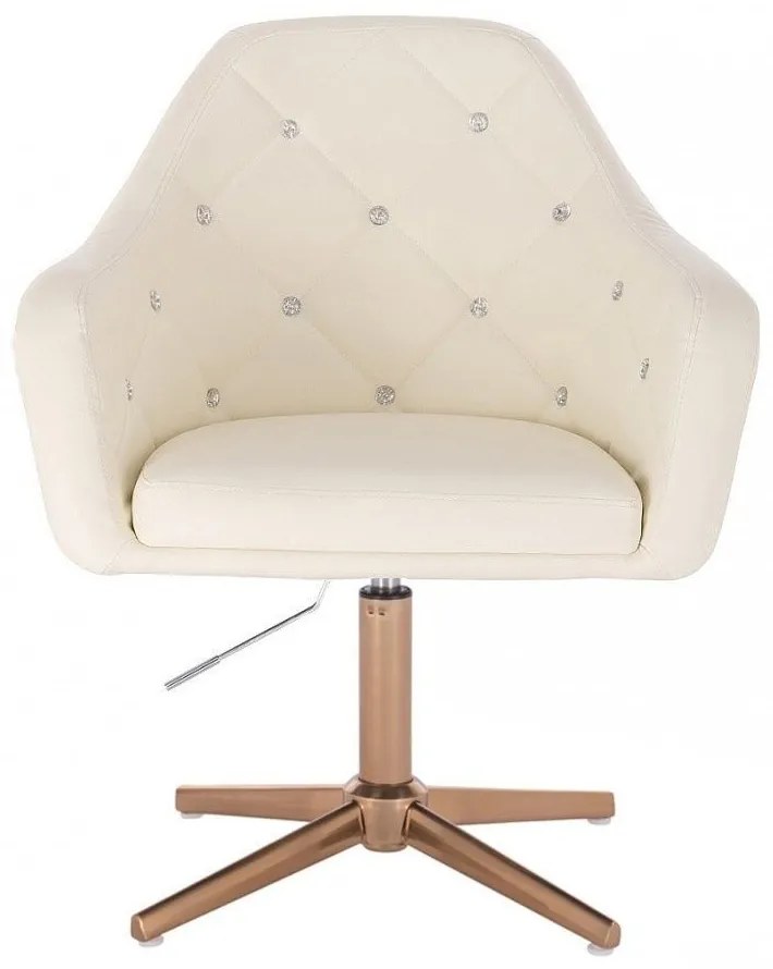 LuxuryForm DESIGN Kreslo ROMA na zlatom kríži - krémové