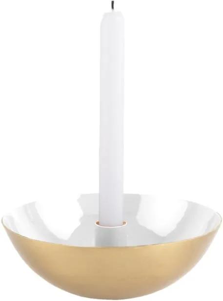 Biely svietnik s detailom v zlatej farbe PT LIVING Tub, ⌀ 17 cm