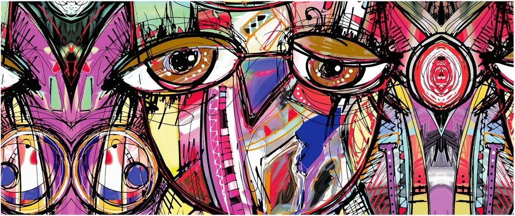 Obraz - Street art - sova (120x50 cm)