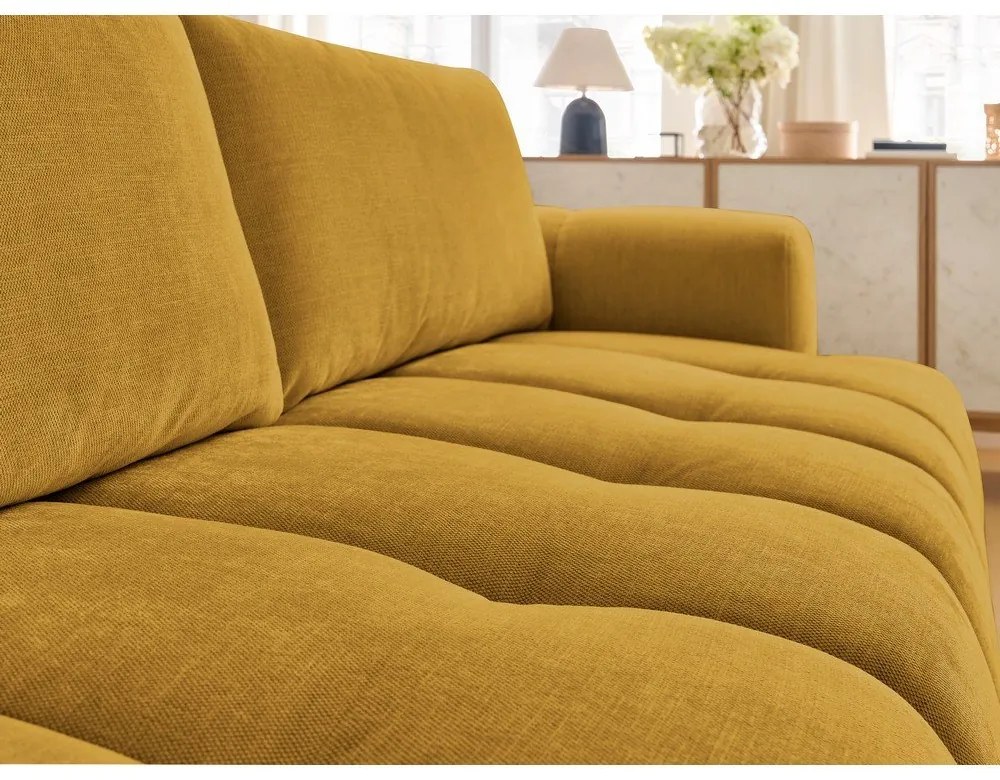 Rozkladacia/s úložným priestorom pohovka v horčicovej farbe 251 cm Fuji – Bobochic Paris