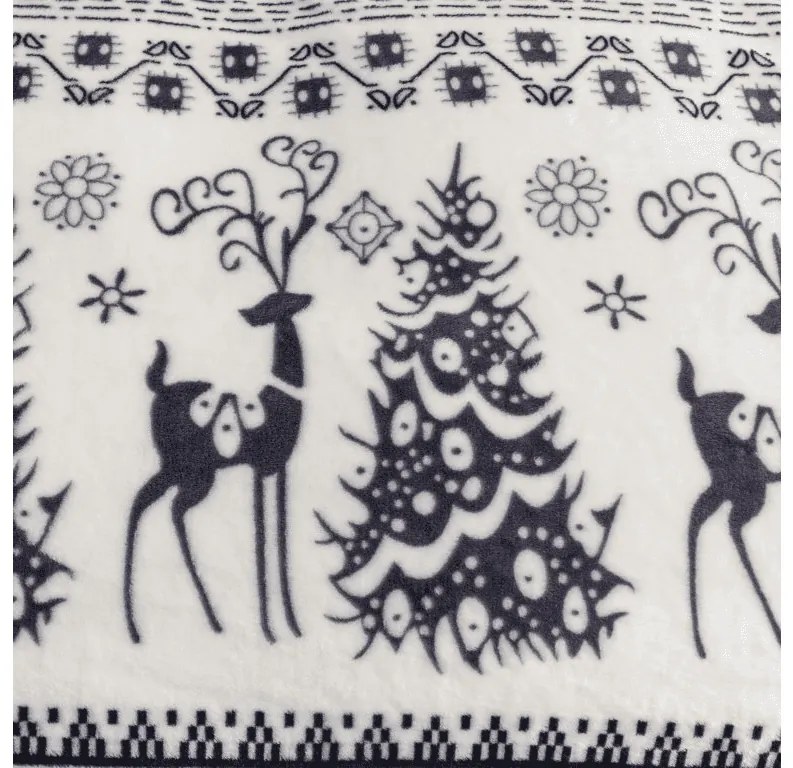 Mikroplyšová deka WINTER DEER, sivá Rozmer: 150 x 200 cm