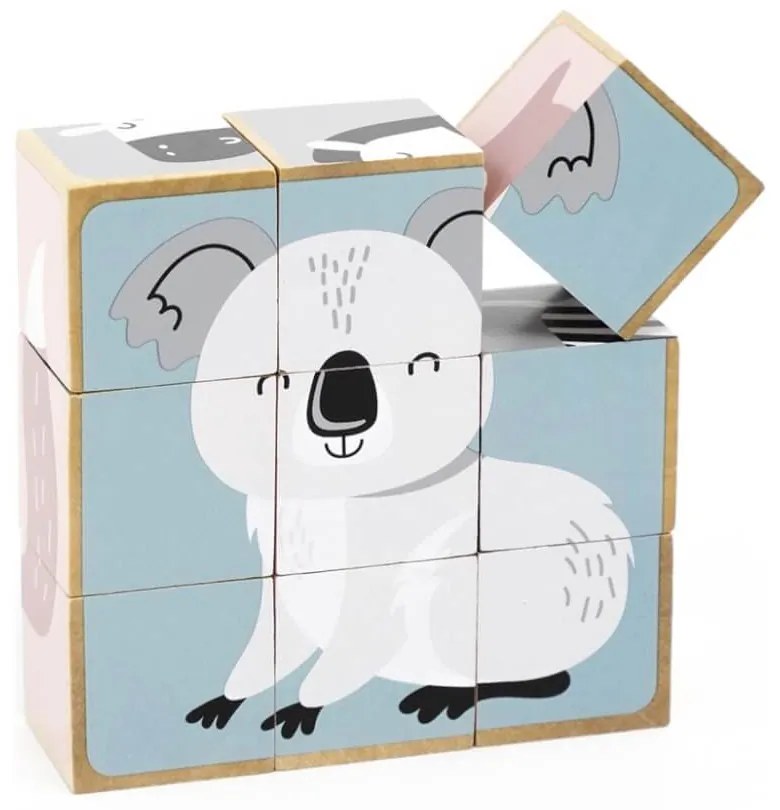 Drevené puzzle kocky zvieratá