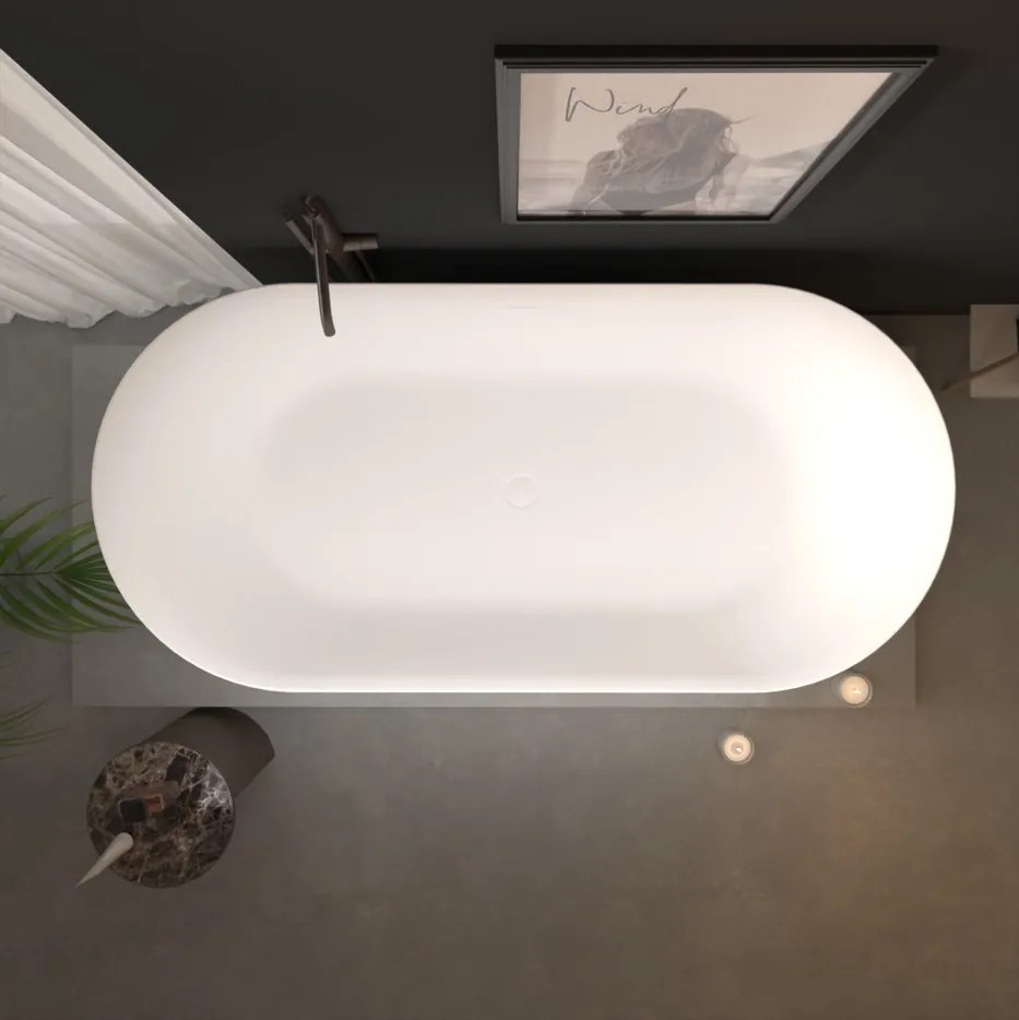 Erga Rhea, voľne stojaca vaňa 170x80 cm + odtoková zátka, biela lesklá, ERG-RHEA-170080-WH-WH