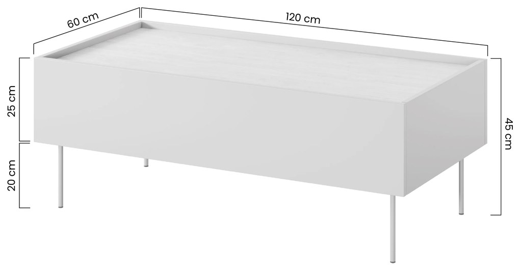 Konferenčný stolík so zásuvkami Desin 120 cm - čierny mat / dub nagano