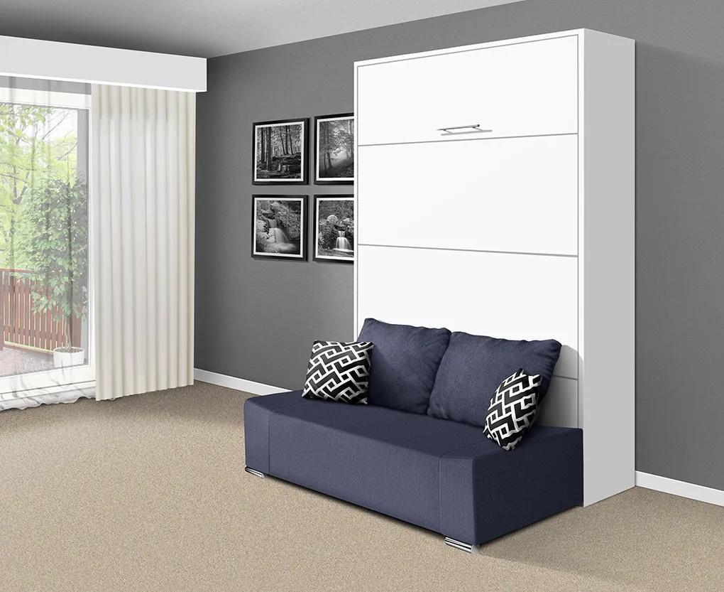 Nabytekmorava Sklápacia posteľ s pohovkou VS 21058P 200x120 farba pohovky: Krémová, Typ farebného prevedenia: Orech / dvere biele LESK