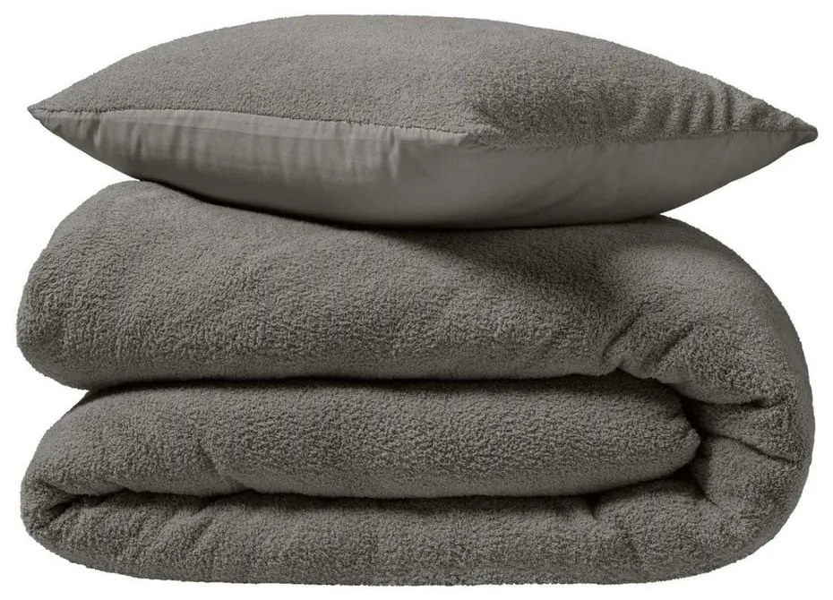 Antracitové obliečky na dvojlôžko/predĺžené z mikroplyšu 240x220 cm Helena – douceur d'intérieur