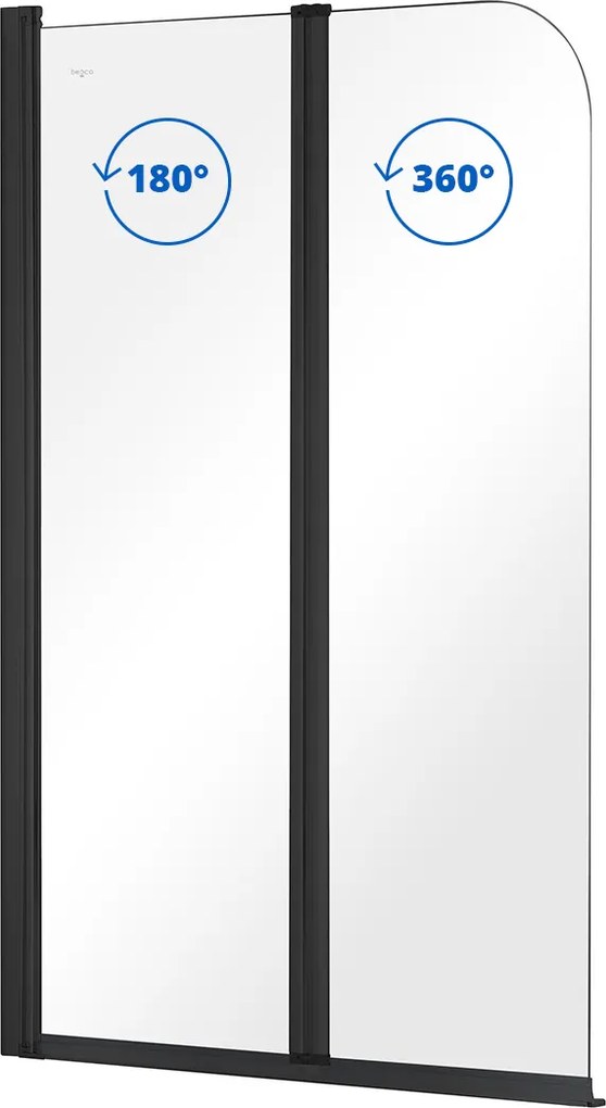 Besco Vaňová zástena PRIME BLACK 2 90140 (90x140 cm | Transparent)