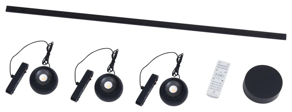 Moderný koľajnicový systém s 3 čiernymi závesnými svetlami 1-fázový - Magnetic Lance