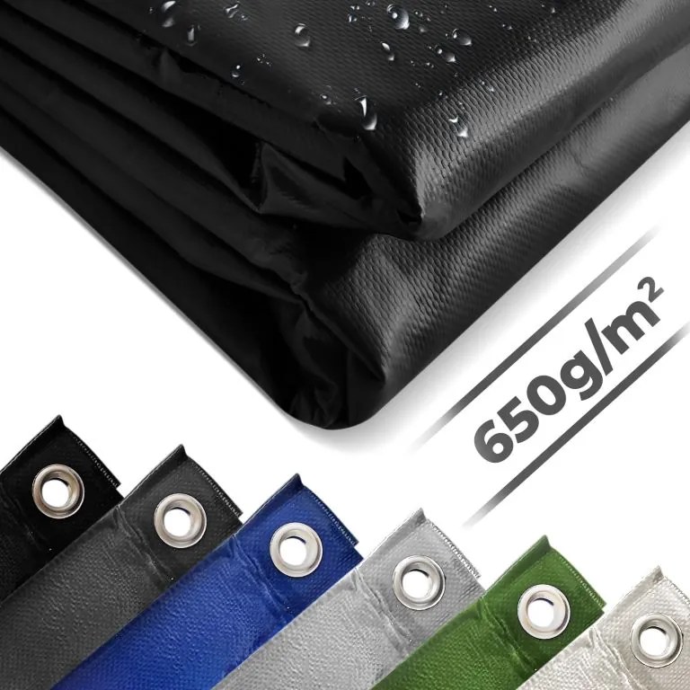 JAGO Plachta 650 g/m², hliníkové oká, čierna, 3 x 6 m