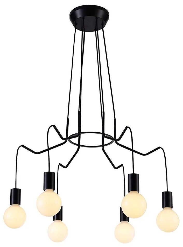 Luster na lanku BASSO 6xE27/40W/230V čierna