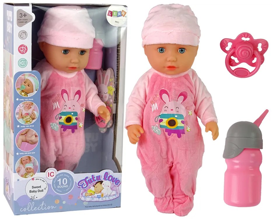 Lean Toys Bábika v ružovom pyžamku s doplnkami