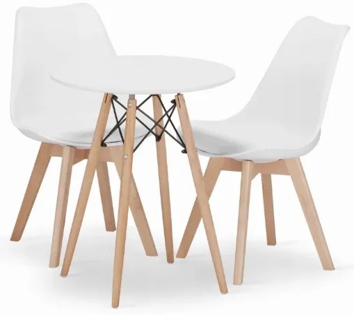 Jedálenská zostava TODI 60cm okrúhly stolový set biely+ 2 stoličky MARK biele Farba: Sivá
