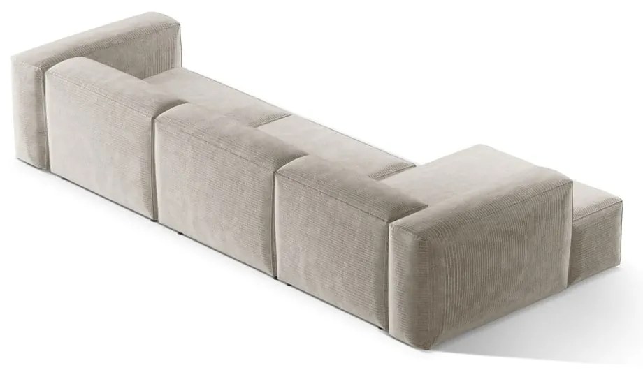 Béžová menčestrová rohová pohovka (ľavý roh/s leňoškou) Bergamo – Cosmopolitan Design