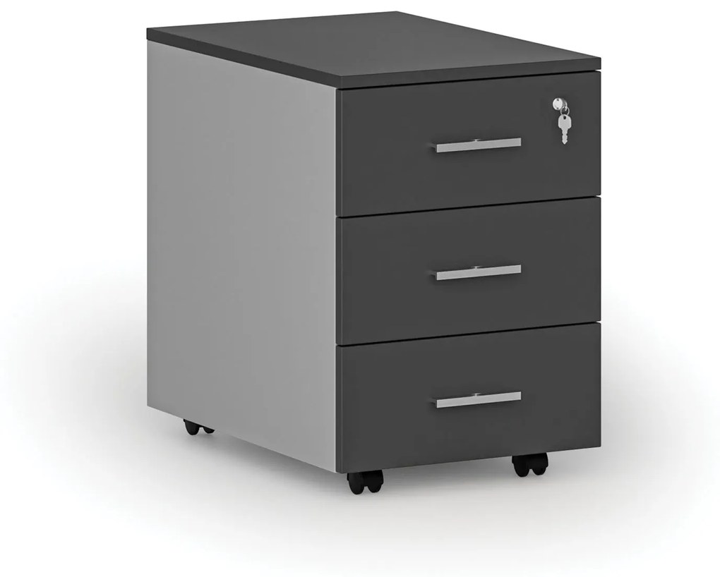 Kancelársky mobilný kontajner PRIMO GRAY, 3 zásuvky, sivá/grafit