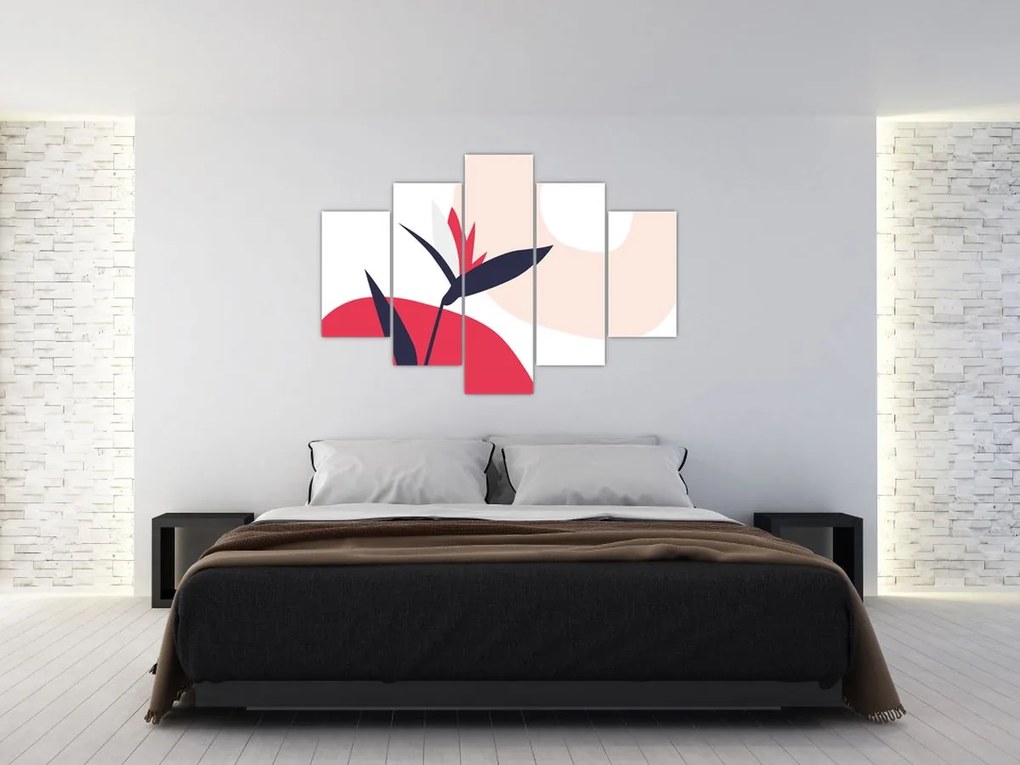 Obraz - Ružová florálna abstrakcia N⁰1 (150x105 cm)