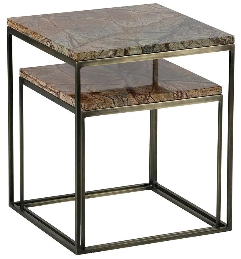 Odkladací stolík s mramorovou doskou Mellow sada 2 ks 45 × 40 × 40,35 × 36 × 36 cm