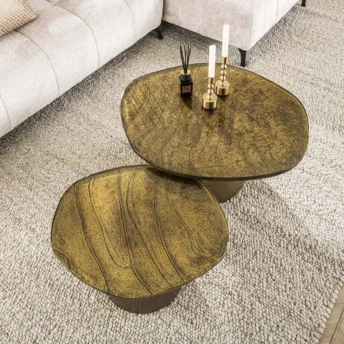 Konferenčný stôl 30-67 Eclipse 2-set Sklo Antique Gold  - Komfort-nábytok
