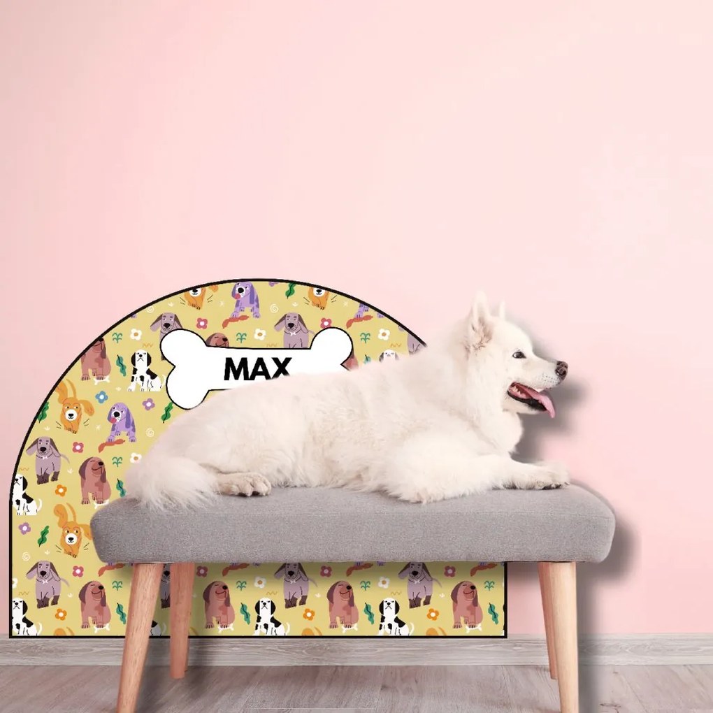 PIPPER. Ochranná textilná nálepka na stenu - Oblúk - Farebné psy Veľkosť: 83x60cm, Motív: s menom