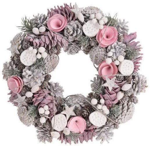 Vianočný veniec Ružová nádhera 34 cm