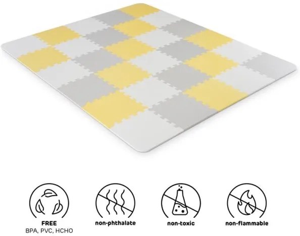 KINDERKRAFT - Penové puzzle LUNO 30ks šedá/žltá