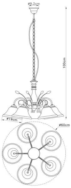 Globo 69007-5H - Luster na reťazi POSADAS 5xE27/60W/230V