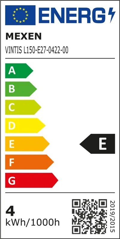 Mexen Vintis, LED filamentová žiarovka E27, A60, 4 W, teplá biela 2200K, číra, L150-E27-0422-00