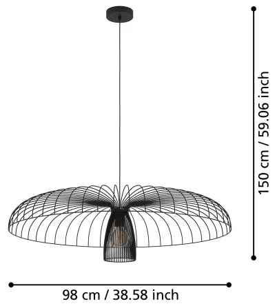 Eglo 390217 - Luster na lanku CHAMPERICO 1xE27/60W/230V 98,5 cm čierna