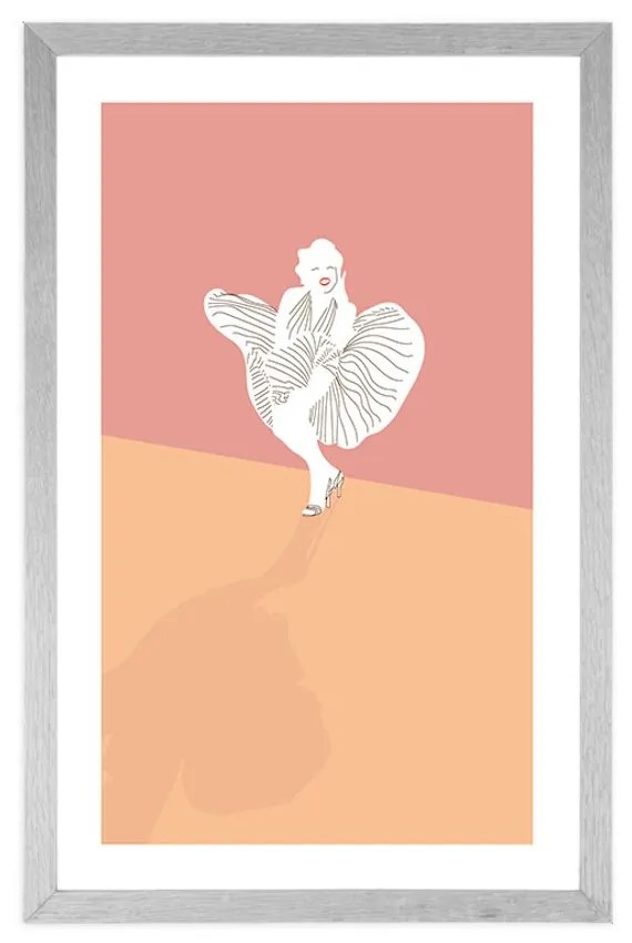 Plagát s paspartou famózna Marilyn Monroe - 60x90 black