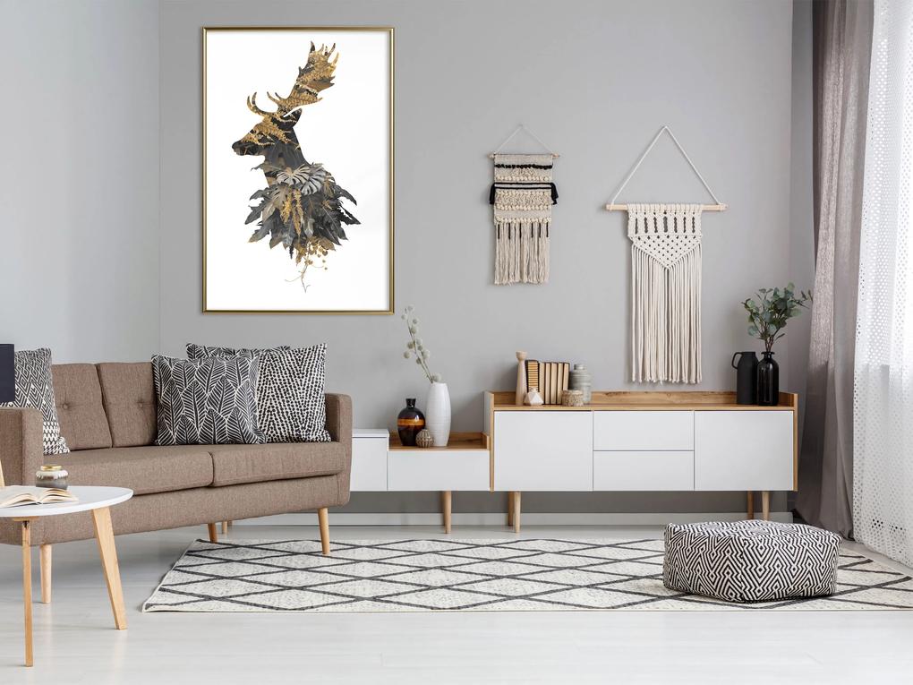 Artgeist Plagát - Forest Deer [Poster] Veľkosť: 40x60, Verzia: Zlatý rám