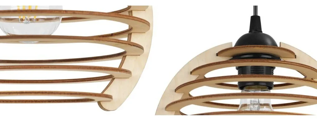 Závesné svietidlo Timber Spider, 4x drevené tienidlo, n