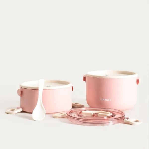 Set dvoch obedových boxov POPPIE ružový 750069