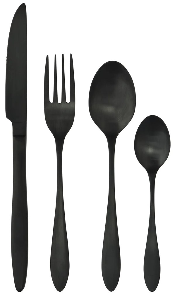 MADAM STOLTZ Sada príborov z nerezovej ocele Black – set 4 ks