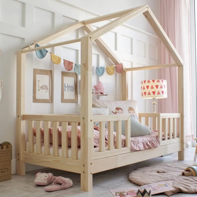 Domčeková posteľ Housebed duo - 90 x 190 cm / prírodná borovica