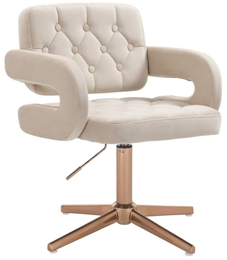 LuxuryForm DESIGN Stolička ADRIA VELUR na zlatom kríži - krémová