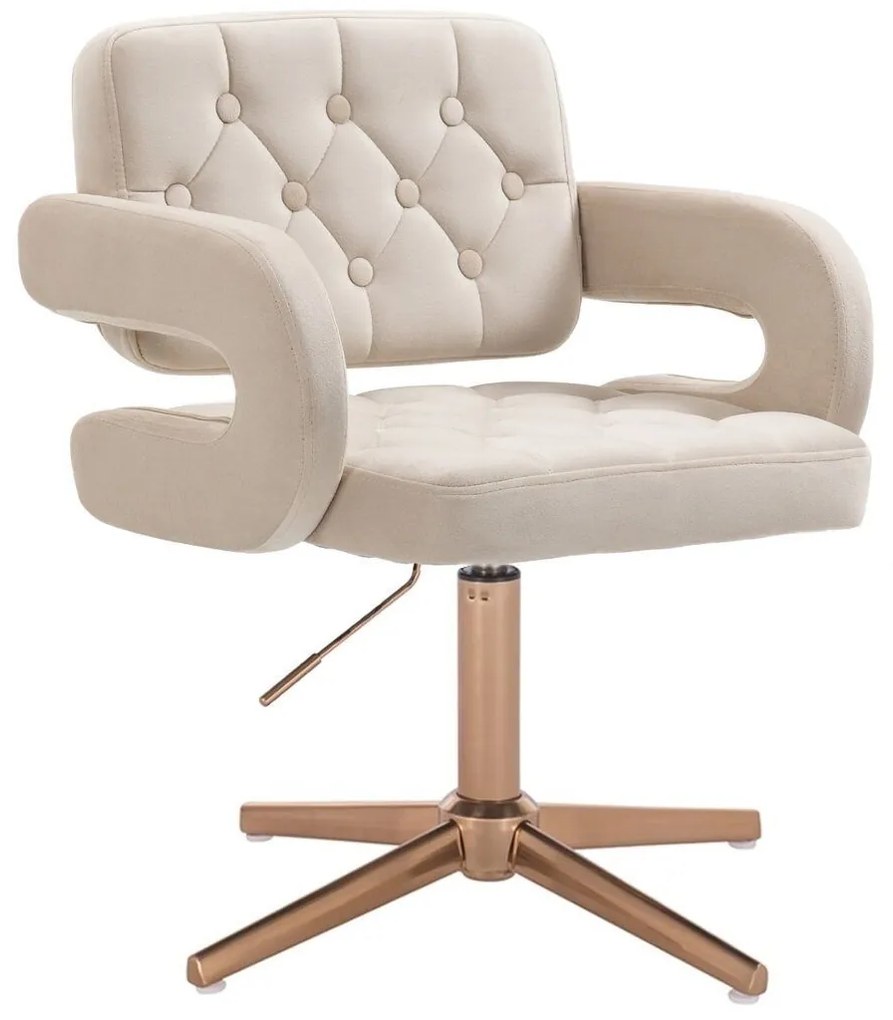 LuxuryForm DESIGN Kreslo ADRIA VELUR na zlatom kríži - krémové