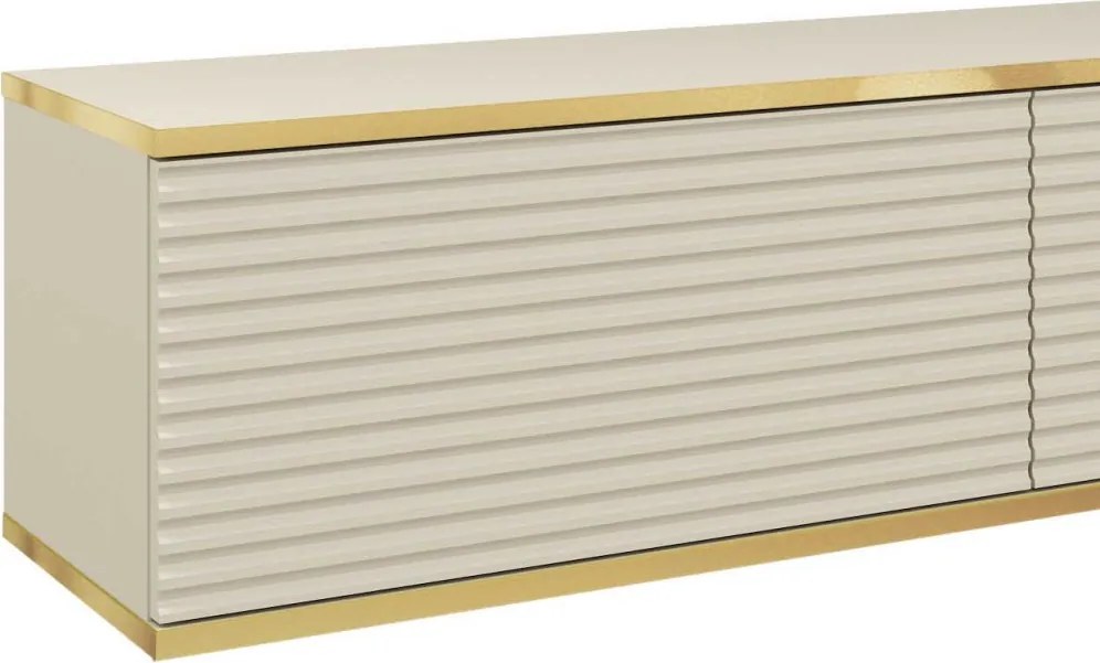 Závesná TV skrinka Orfeo, 175 cm, béžová štruktúra/zlatá