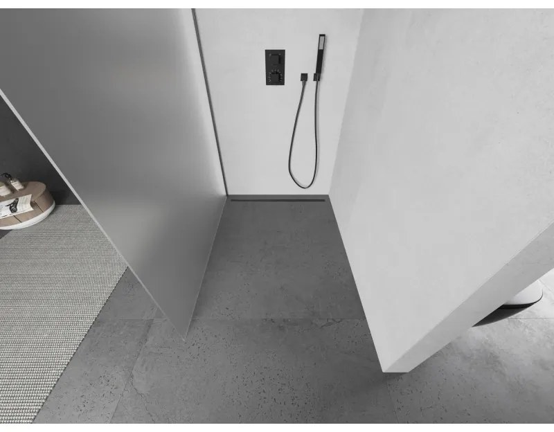 Mexen Kioto L, sprchová zástena Walk-In 70 x 200 cm, 8mm sklo námraza, grafitový profil, 800-070-103-95-30