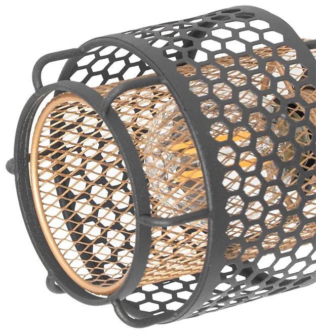 Dizajnové stropné svietidlo čierne so zlatým 4-svetlom - Noud