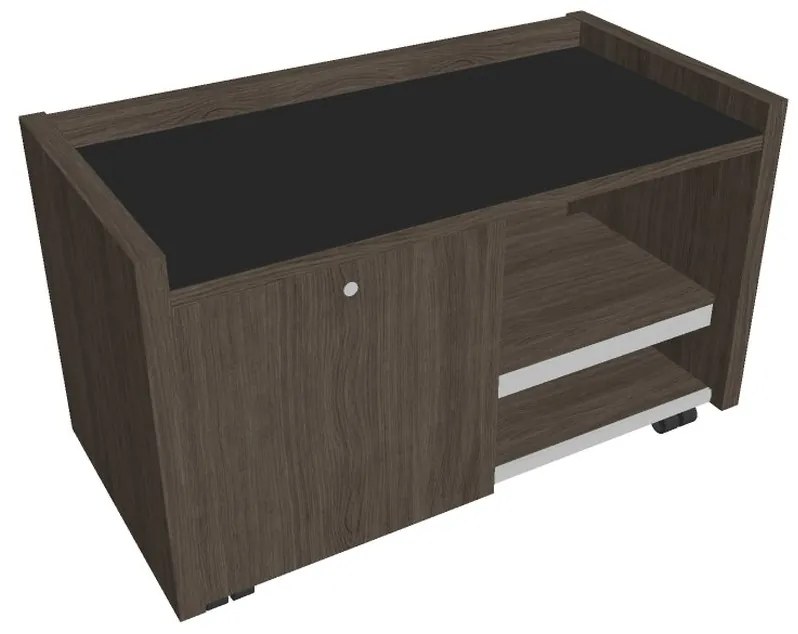 Mobilný kontajner Verno 100 x 50 cm so sklom, ľavý, dub antracit / čierna