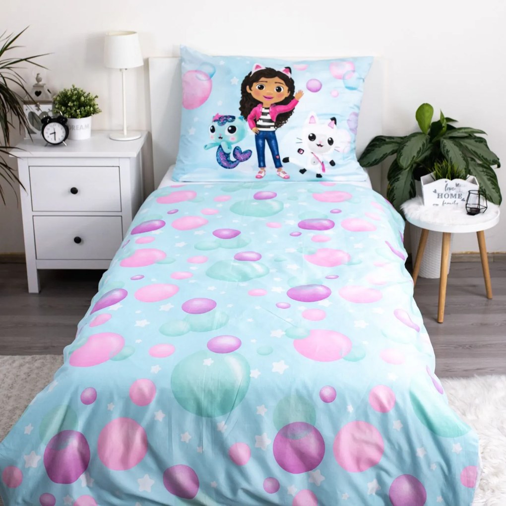 Jerry Fabrics Obliečky z mikrovlákna 140x200 + 70x90 cm - Gabby's Dollhouse "bubbles"