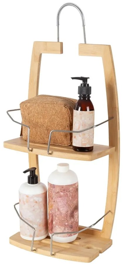 Závesná bambusová kúpeľňová polička v prírodnej farbe – Compactor
