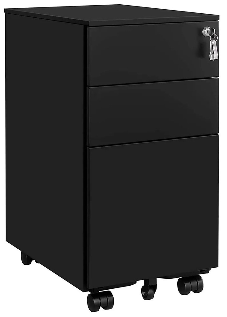 Kancelársky kontajner, uzamykateľný, so závesnou registratúrou, 60x30x45cm, čierny