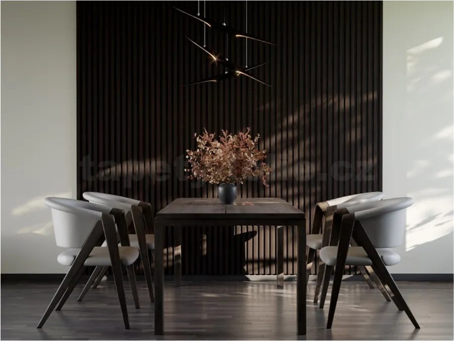 Akustické dekoračné panely SLIM, dub tmavý 3D lamely na filcovom podklade, rozmer 270 x 30 cm, IMPOL TRADE