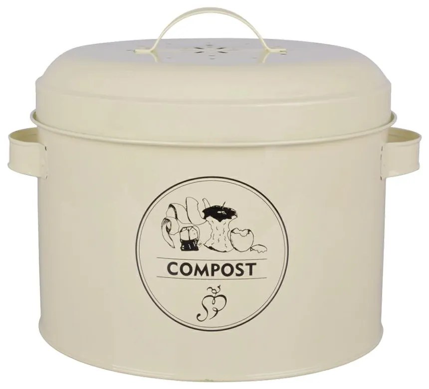 Kovový kuchynský kompostér Vintage, 27x21,5 cm
