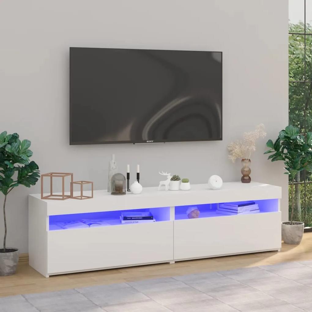 TV skrinky 2 ks s LED svetlami lesklé biele 75x35x40 cm