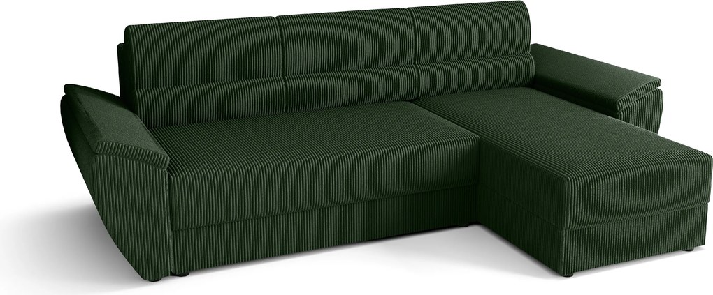 Rozkladacia obojstranná sedacia súprava do L TAVERO 251x140 cm, tmavozelená