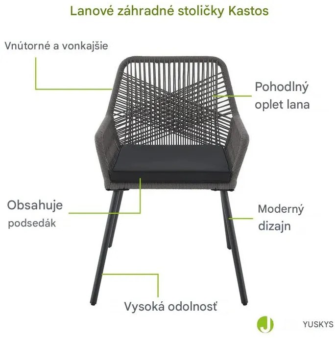 InternetovaZahrada Kovové kreslá Kastos 2 ks - sivá