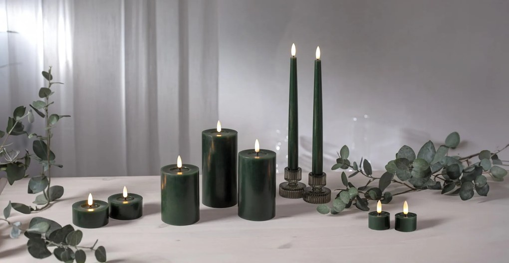 STAR TRADING LED sviečka Flamme Slim Green 28 cm – set 2 ks + diaľkové ovládanie