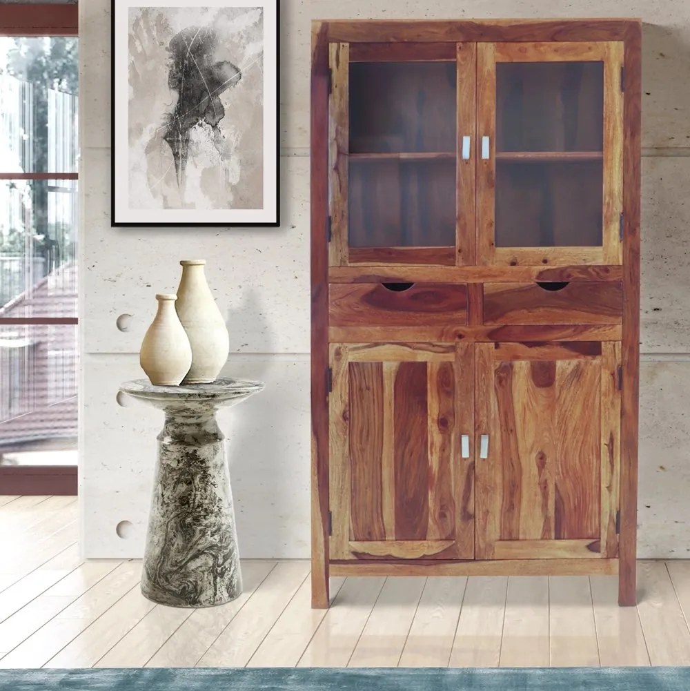furniture-nabytek.cz - Vitrína presklená s drevom palisander 100x180x45